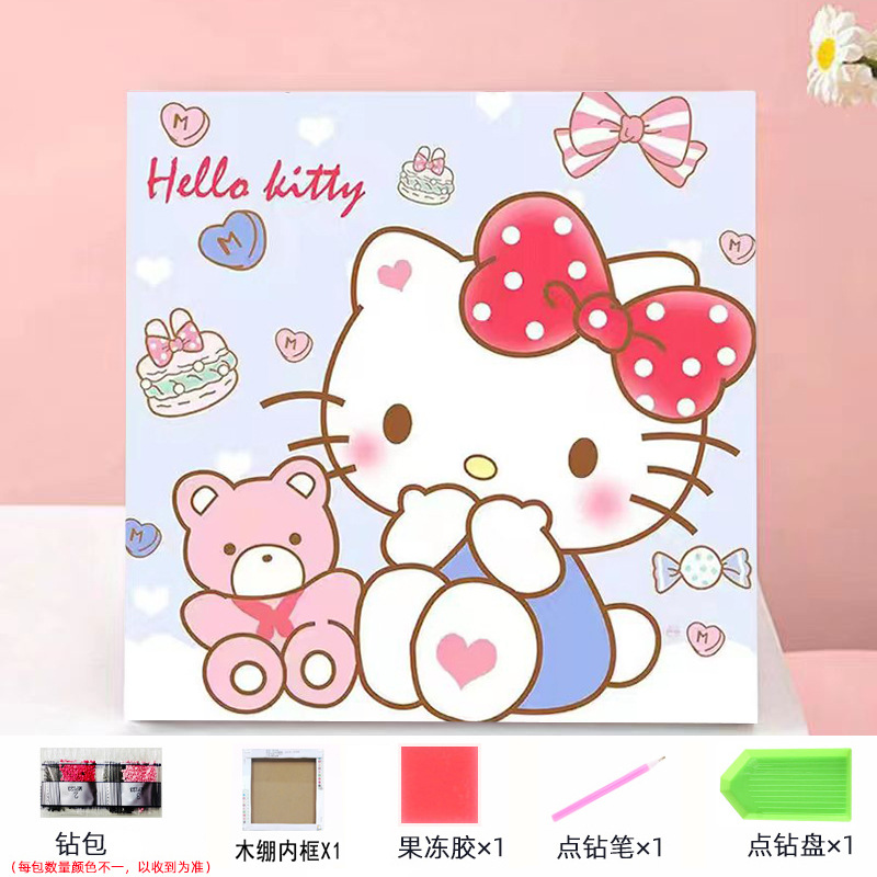 Envío gratis 20 * 20diy pintura de mampostería pintura de diamantes dibujos animados para niños anime pintura decorativa hecha a mano Kuromi con marco