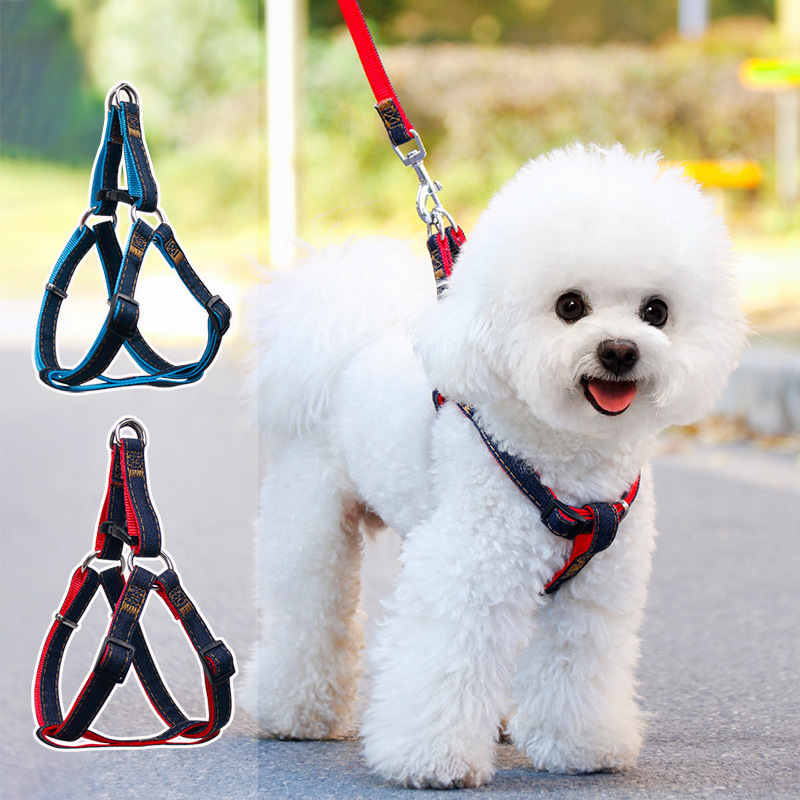 Amazon Fashion Dog Harness Denim Nylon Chest Strap Medium and Large Dogs Pet Leash Harness Dog Leash