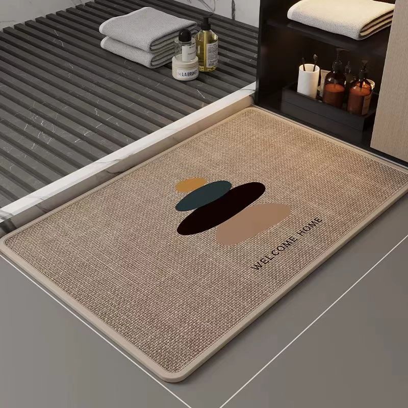 クロスボーダードア滑り止めリネン珪藻泥フロアマット玄関浴室トイレ吸収性フットマット耐摩耗性家庭用フロアマット|undefined