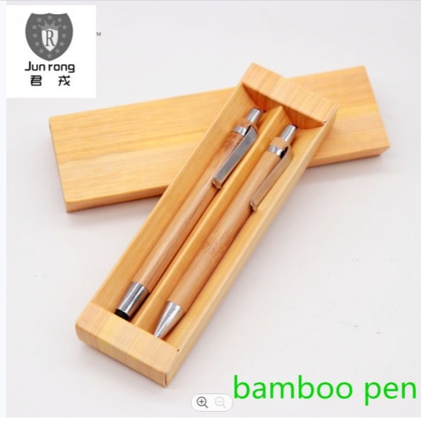 2 piezas pluma de bambú en stock toque de bambú disposición pluma de bambú + caja de regalo de cartón pluma de bambú