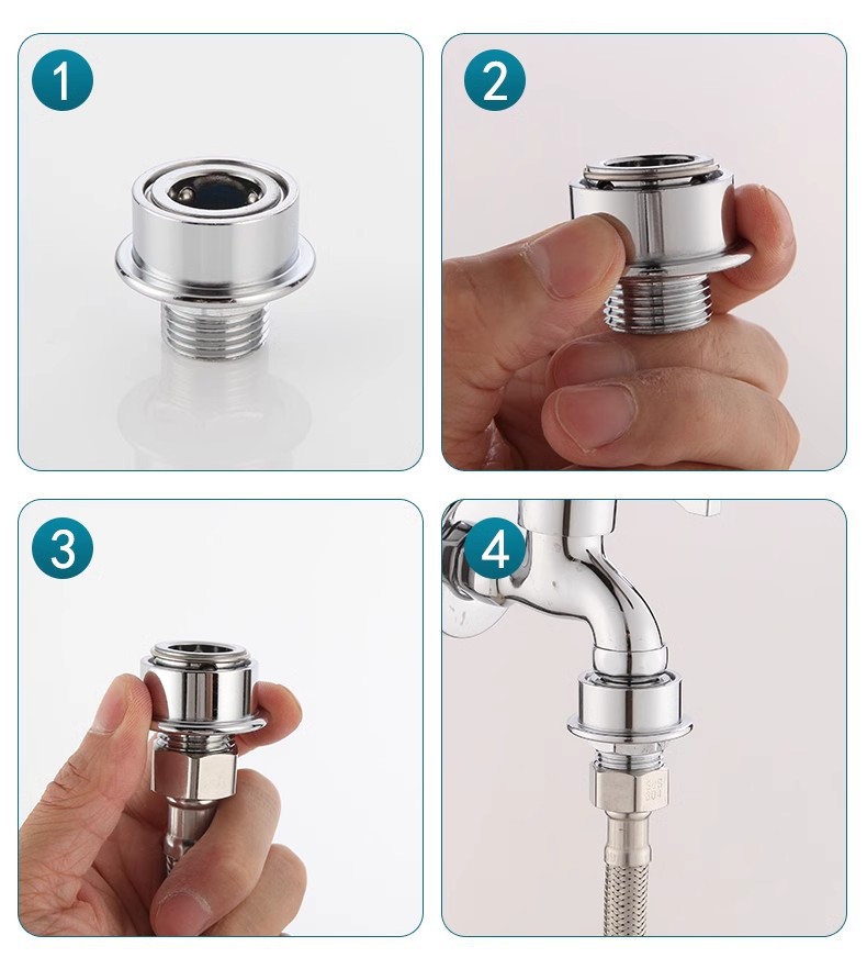 Washing machine faucet quick connector, 4-inch quick connection, external thread adapter, showerhead hose, water pipe direct plug quick connector undefined