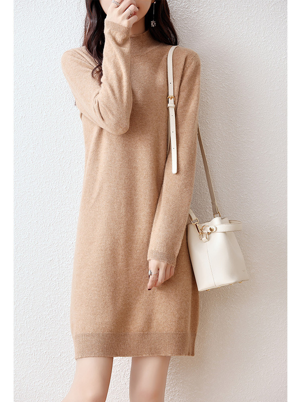 Women's Mid-length woolen sweater autumn and winter New Fashion loose wool dress plus size casual all-matching bottoming shirt
