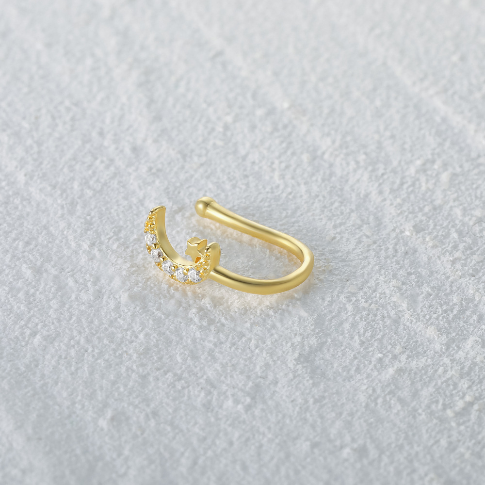 2g Weight Nose Ring Classification 1 Piece Quantity Daily, Street Occasion 925 Sterling Silver Material Star, Moon Pattern Women's Gender Plating Design Simple Style Style 1 Piece Nose Rings & Studs Simple Style Star Moon 925 Sterling Silver Plating 41