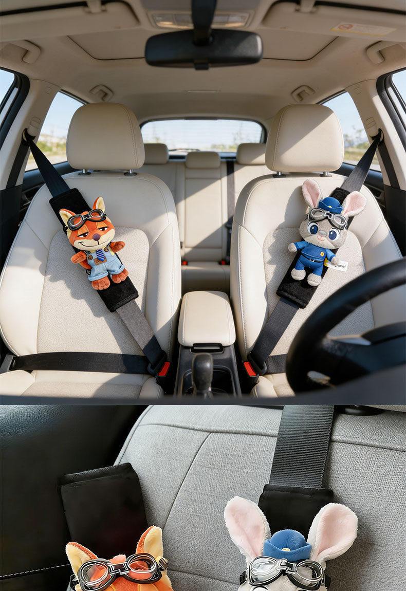 Best-Selling Car Seatbelt Shoulder Pads Featuring Judy and Nick, Cute Cartoon Couple Car Seatbelt Covers