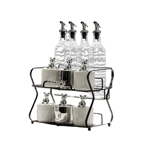 Light luxury ceramic seasoning jar and oil pot combination set seasoning bottle household seasoning jar salt jar dustproof seasoning box wholesale