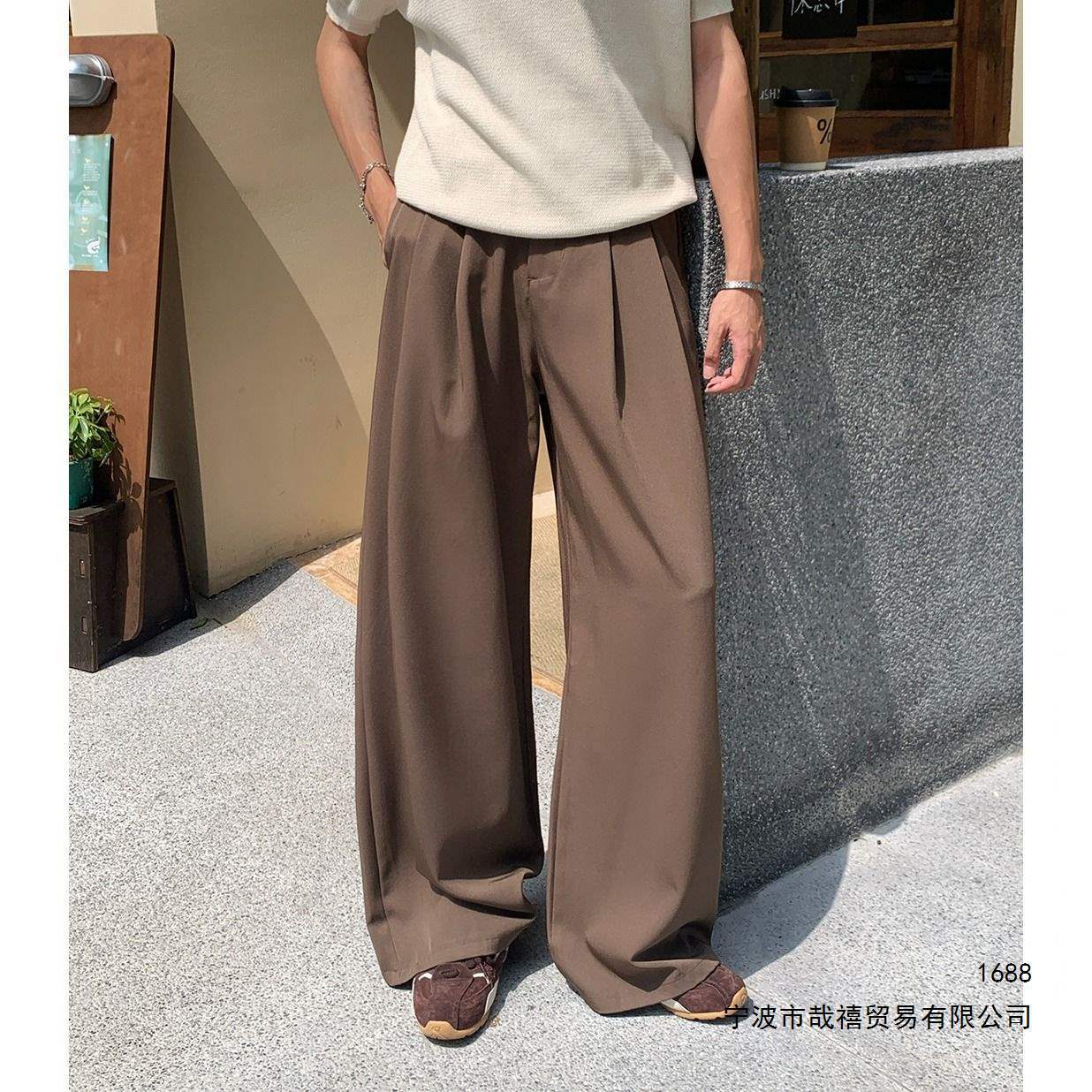 秋季基础款西裤男cleanfit直筒宽松西装裤子高街潮牌阔腿休闲长裤