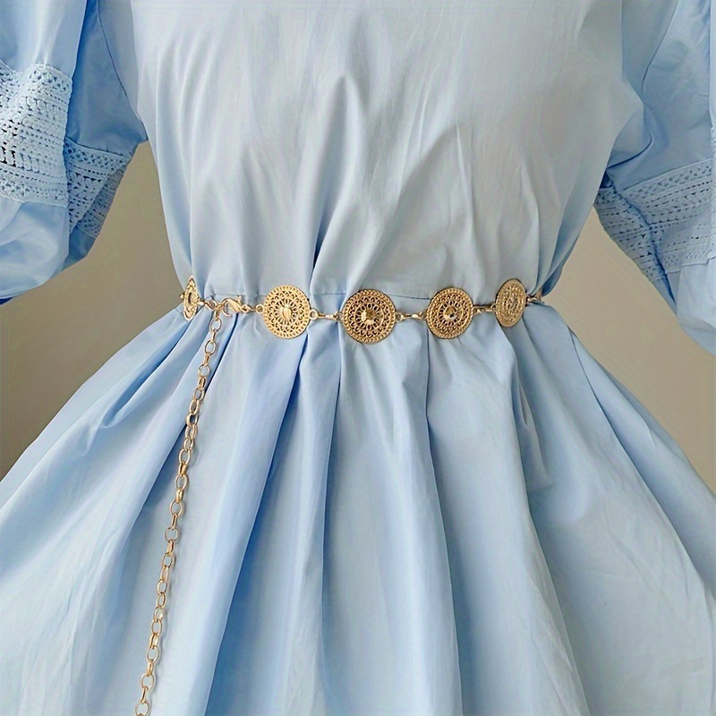 Cinturón de perlas doradas plateadas, elegante y duradero