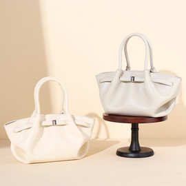 时尚女包2025新款真皮女包大容量褶皱菜篮子包小众气质单肩手提包