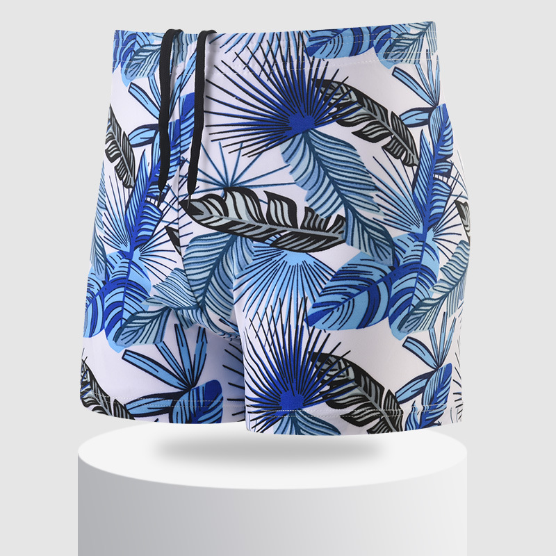 2023 nuevos troncos de natación anti-vergüenza playa vacaciones adultos de los hombres impreso moda suelta poliéster cordón natación