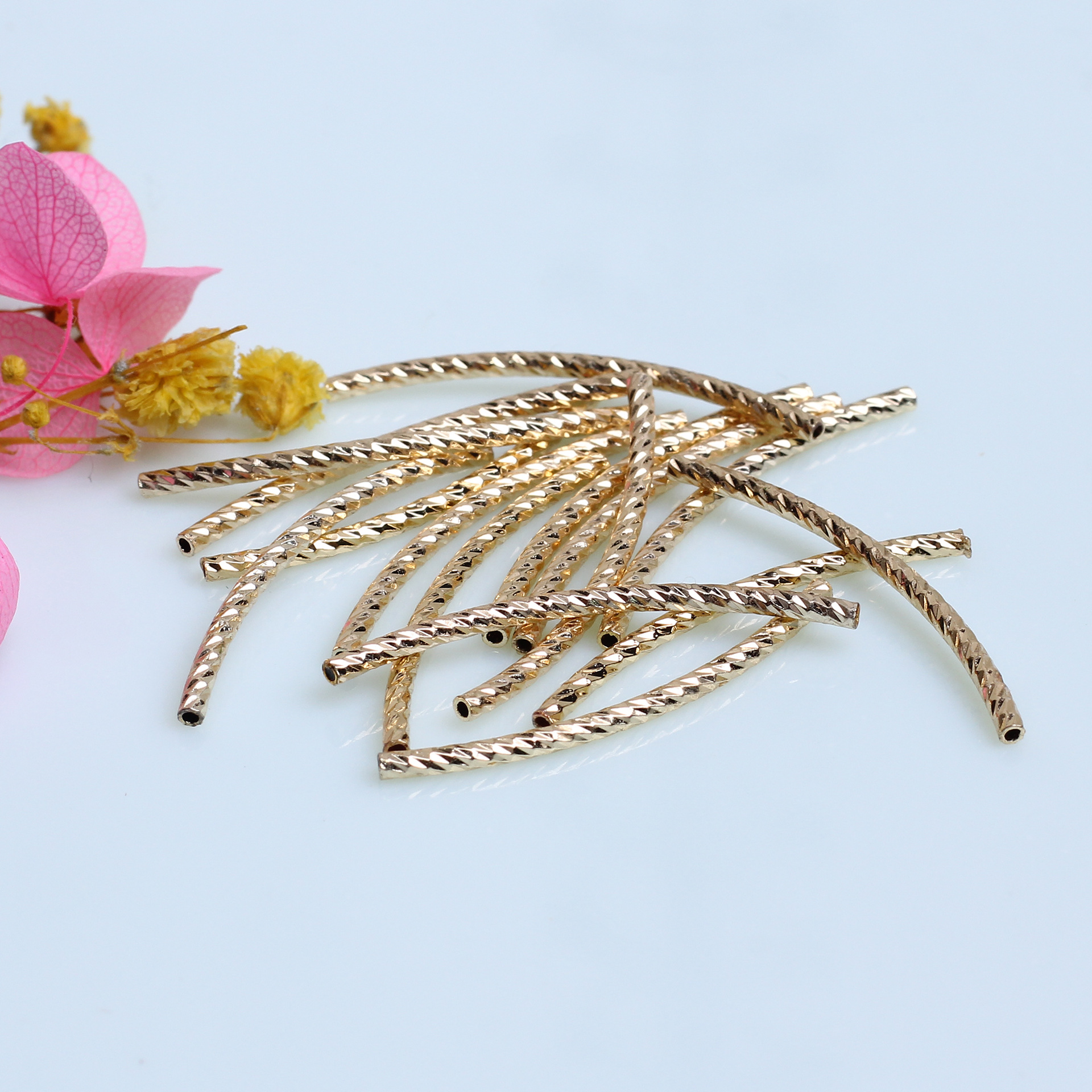 14k18k包金保色弯管直管S管diy手串材料工厂批发DIY手链时尚通勤