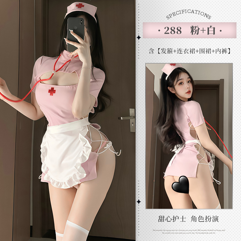 핑크 [머리띠+드레스+앞치마+속옷]