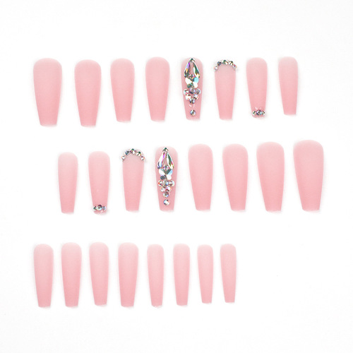 Nude Pink Matte Rhinestone Ultra-Long Ballet Wearable Nails Wholesale Finished Wearable Nails Nail Tips, Detachable Wearable Nails