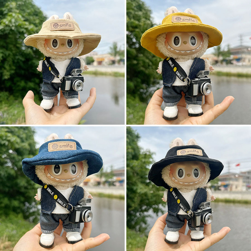 Only clothes] keychain blind box cloth cloth clothes fashion Denim suit 17CM doll LABUBU hat tide