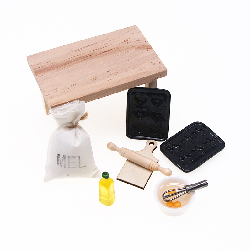 Casa de muñecas Dollhouse cocina hornear accesorios miniatura comida jugar escena mini modelo de bolsillo juguetes de cocina