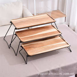 创意木质置物架阶梯式三层实木蛋糕收纳架批发派对桌面摆台托盘
