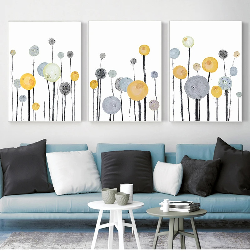 北欧现代植物水彩花卉创意抽象几何客厅卧室装饰挂画画芯海报