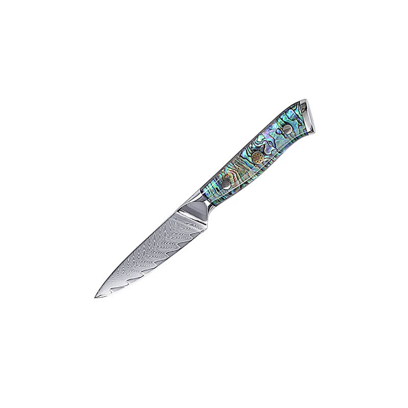 Damascus kitchen knife, VG10 blade, shell handle, multi-size (3.5–8 in)