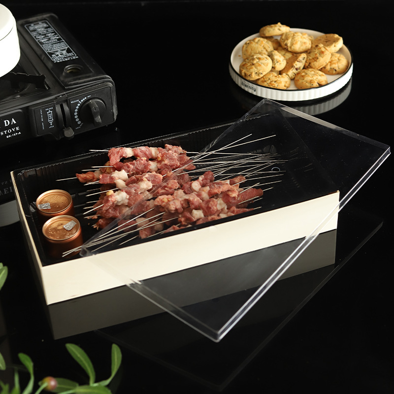 Caja de comidas desechable multi-tamaño de grado alimenticio para llevar caja de embalaje comercial de madera para acampar comida sushi degradable
