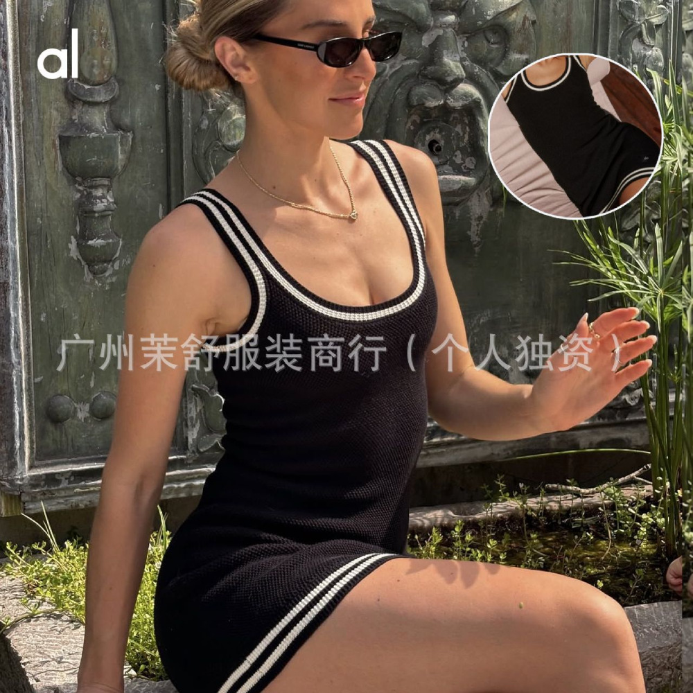 Alo Tennis Sports Dress for Women 2025 New Style Knitted Quick-Drying Slim Fit Training Sun Protection Dress