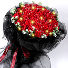 七夕情人节礼物送女朋友女生老婆生日仿真手捧玫瑰花香皂肥皂花束