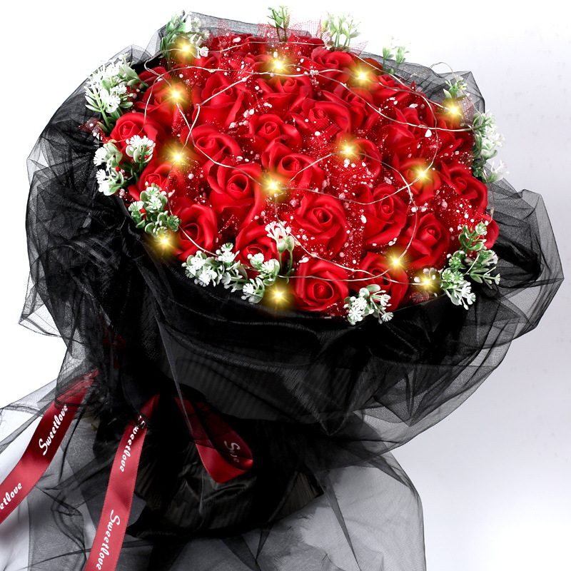 Chinese Valentine's Day Gift for Girlfriend, Girl, Wife, Birthday, Simulated Hand-Held Rose Soap Soap Bouquet