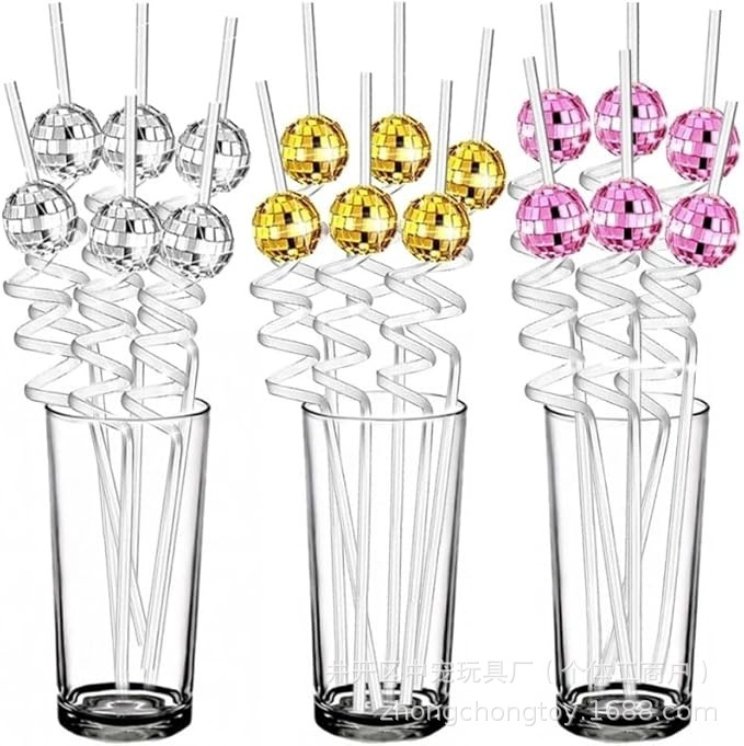 Discoteca de color esférica palos transparentes bodas solteros spiral decoración de bebidas de plástico