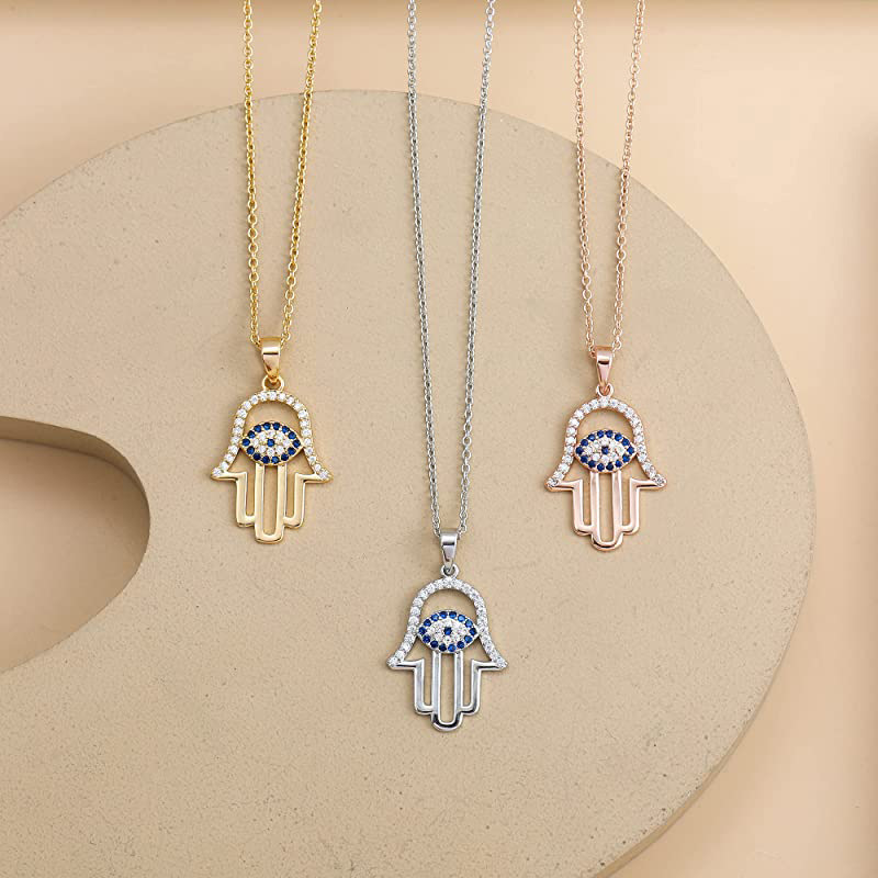 3g Weight Zircon Inlay Material 925 Sterling Silver Zircon Plating Inlay Devil'S Eye Pendant Necklace