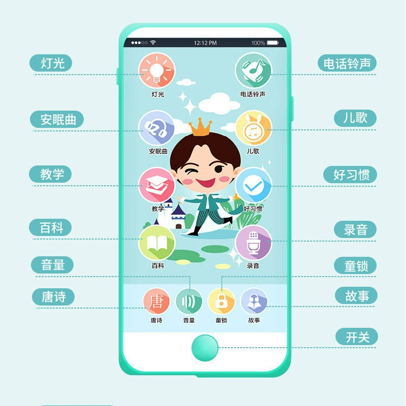 Мобильный телефон для малыша, реалистичная игрушка, музыкальный телефон, можно кусать, сенсорный экран, раннее обучение