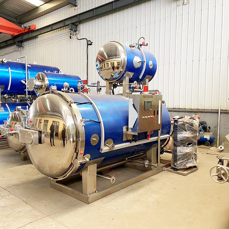 高压喷淋水浴杀菌锅 单锅蒸汽喷淋杀菌釜 酱料包高温杀菌全套设备