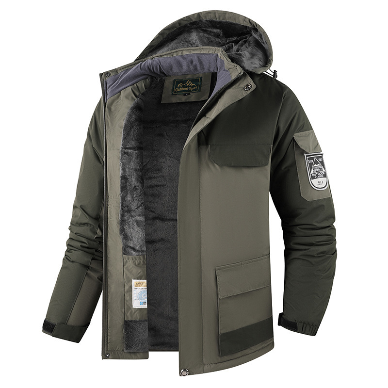 Autumn and winter cross-border fleece-lined thick cotton jacket for men and couples, plus-size outdoor mountaineering jacket, coat, windbreaker, workwear