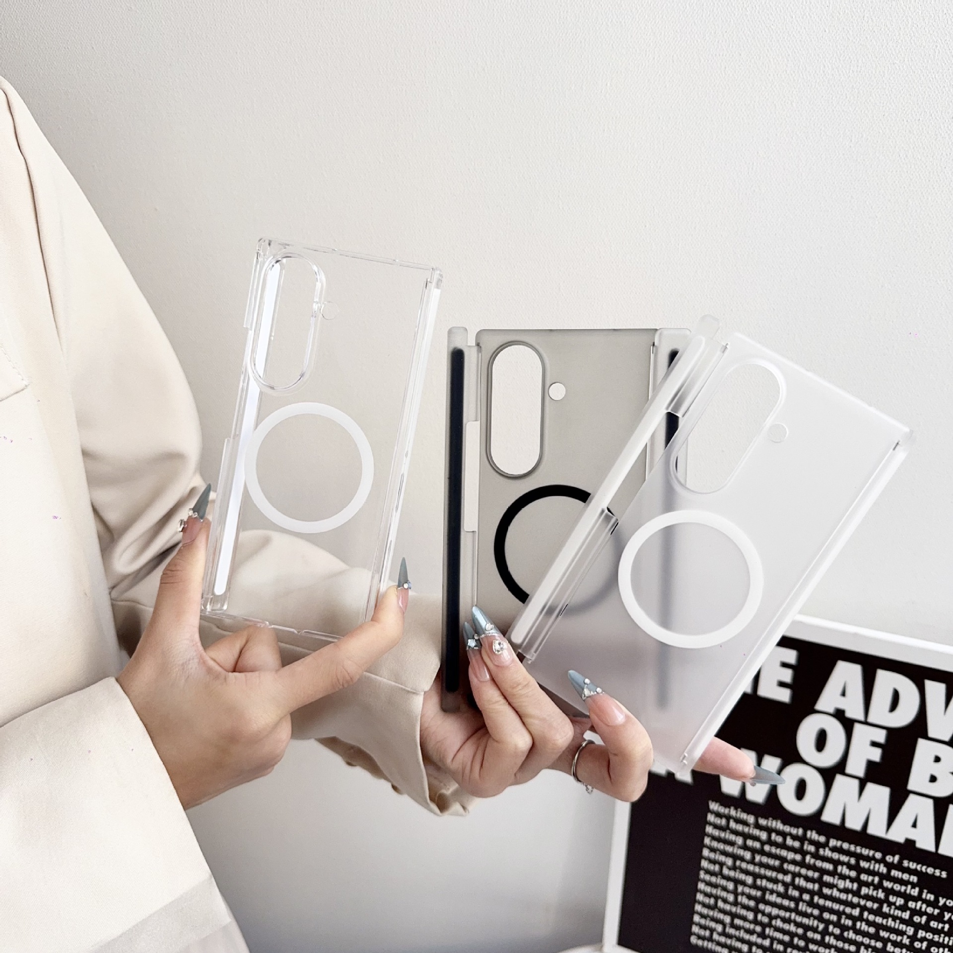 适用三星Z TriFold/G Fold折叠PC双中轴手机壳冰雾冰晶防摔保护套