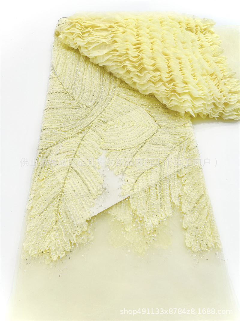 Nuevo fabricante de ondas en stock telas bordadas de alta fijación vestido de boda vestido de tela de moda image 11