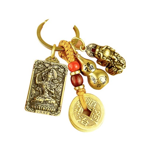 Eight patron saints of the twelve zodiac signs, Benming Buddha keychain, Pixiu car key pendant, Five Emperors money pendant