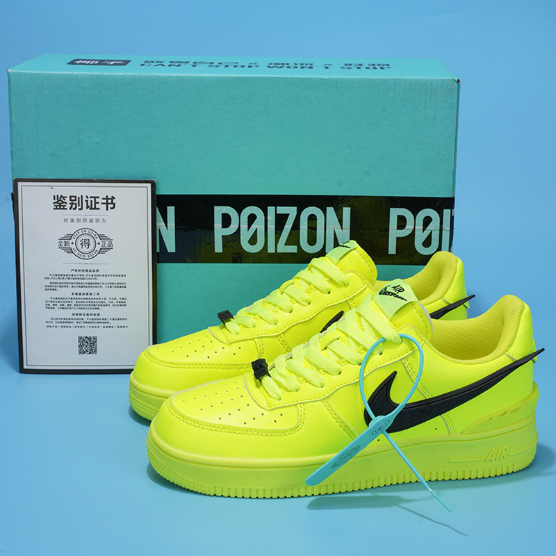 Nike Official Putian Men's Shoes Air Force One Af1 Fluorescent Green Aircraft Low-Top Sneakers Airforce1 Women's Shoes