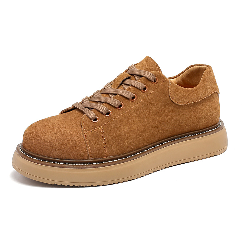 Men's 2024 spring new product: genuine leather, suede, cowhide, raised height, casual and versatile board shoes, suede_voghion.com