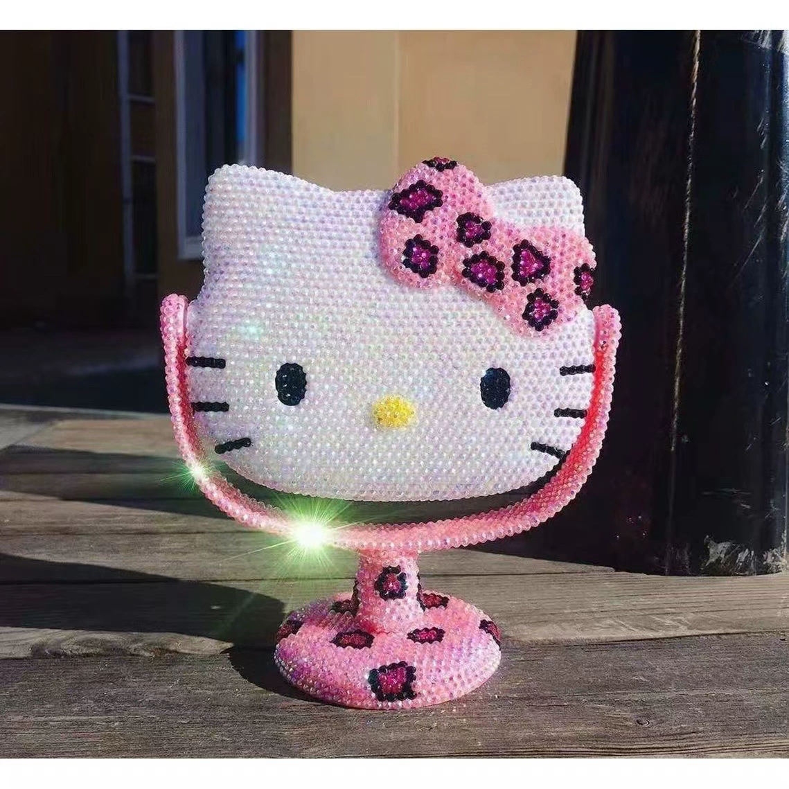 Вращающееся зеркало Hello Kitty, набор для DIY с нашивкой и сумочкой, зеркальце в стразах