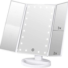 costco三折台式桌面镜 LED三面镜 可同时做2/3倍放大 化妆镜