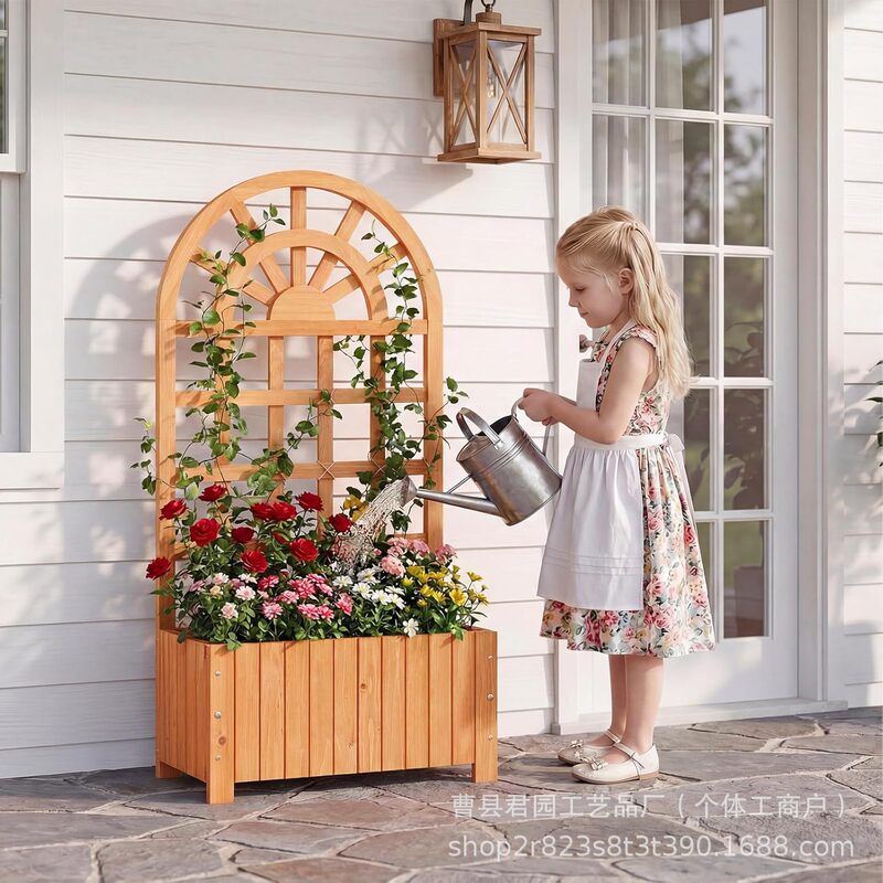 Wooden Lattice Garden Bed with Drainage Holes, Outdoor Flower Pot Box, Privacy Screen, Outdoor Flower Stand, Storage Rack Wooden Lattice Garden Bed with Drainage Holes, Outdoor Flower Pot Box, Privacy Screen, Outdoor Flower Stand, Storage Rack