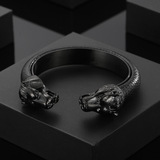 Производитель источник источников ювелирных украшений из нержавеющей стали, личностного панк -стиля, доминирующего волчья голова титанового стали, открывающее кожаное браслет