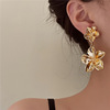 Fashionable golden earrings, decorations, European style, flowered, internet celebrity