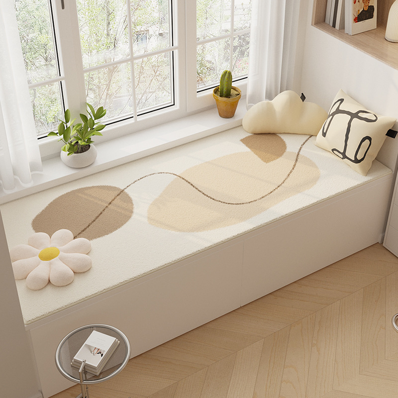 Simple y tranquilo, alfombra antideslizante de la mesa de té de la sala de estar, alfombra de cachemir, al lado de la cama del dormitorio, ventana flotante del balcón.