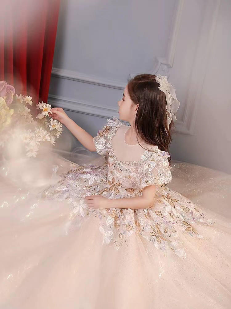 Robe de princesse pour fille en tulle et coton pour spectacles_voghion.com