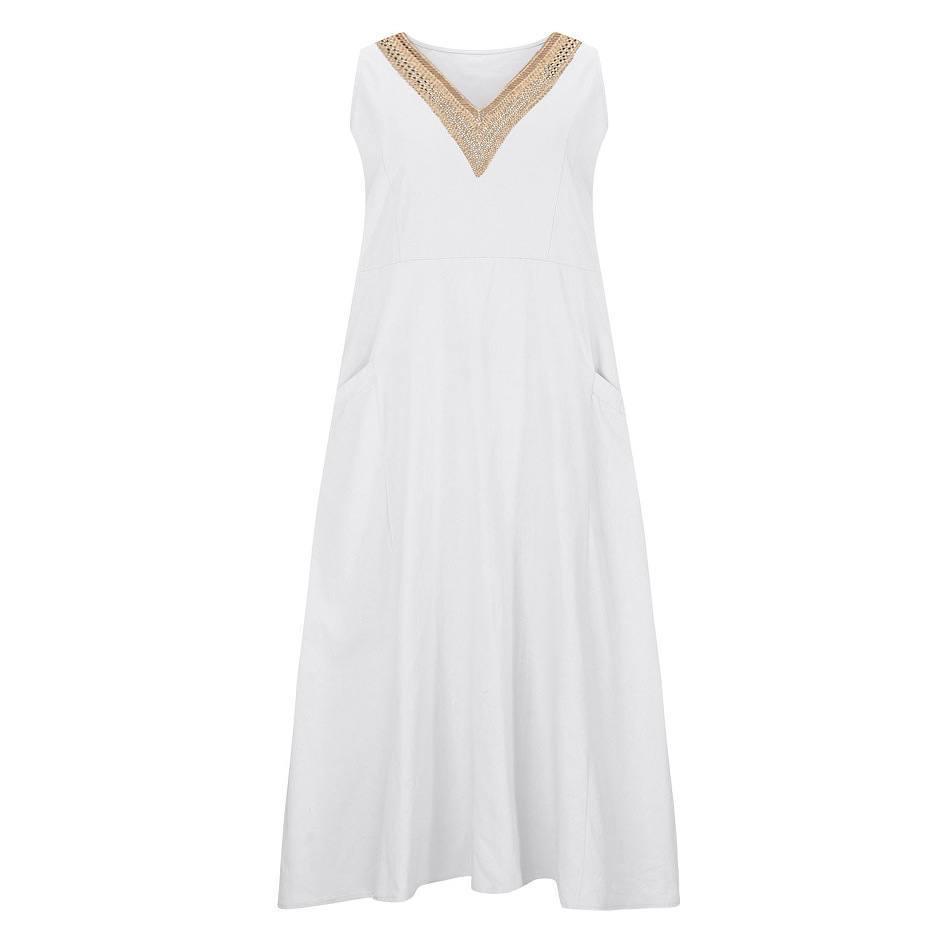 Women's Regular Dress Streetwear Scalloped Neckline Pocket Hollow Out Sleeveless Solid Color Maxi Long Dress Holiday Daily display picture 12