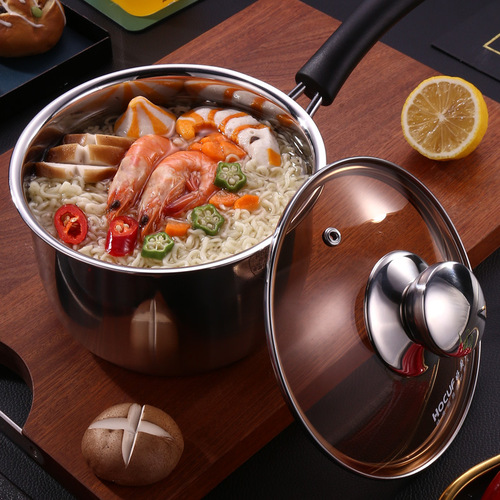 Wholesale stainless steel single-handle milk pot, food supplement pot, household noodle pot, soup pot, induction cooker, small soup pot, gift pot