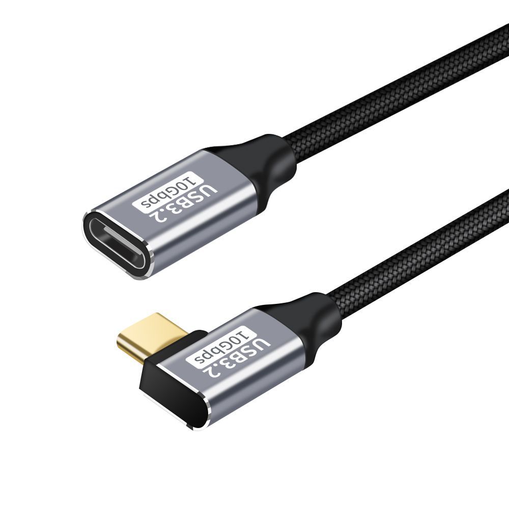 0.25m male to female elbow extension cable [3.2gen2 braided cable]