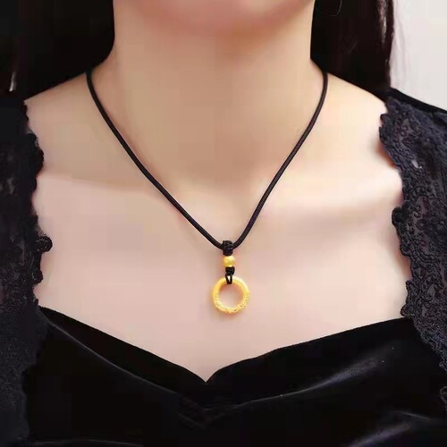 Vietnam sand gold Ruyi gold hoop pendant Men's and women's ancient peace buckle necklace copper gold-plated Xiangyun circle pendant