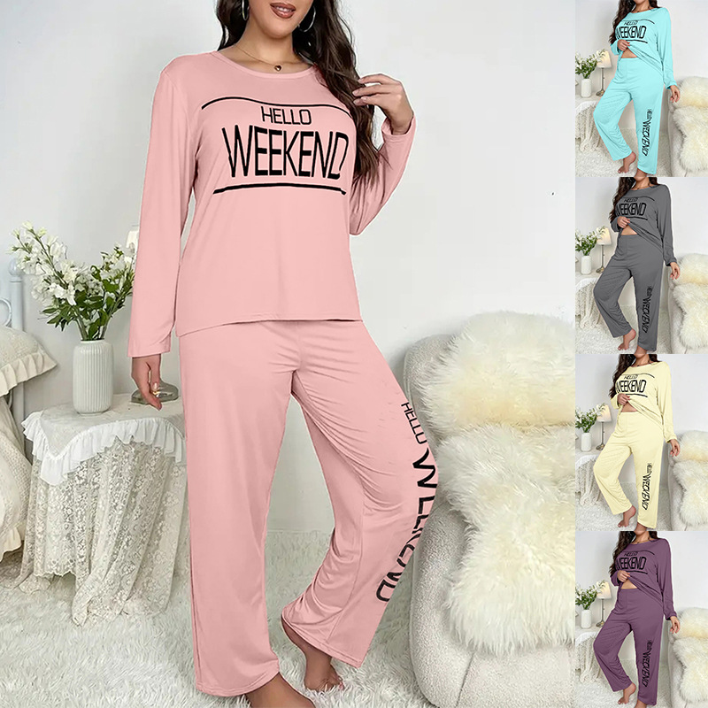 Nuevo conjunto de ropa de casa de seda de leche estampada de talla grande para mujer, pijama casual de uso diario para primavera y otoño, ropa de dormir gruesa_voghion.com