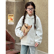 特价清仓女童加绒加厚卫衣2025冬装新款儿童女孩洋气连帽保暖上衣