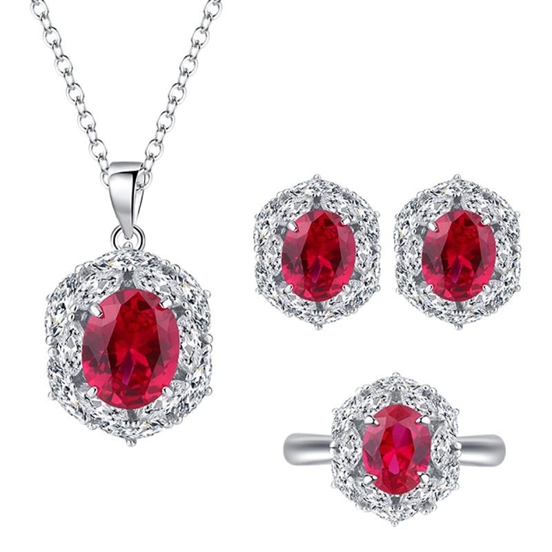 Zhuang Sheng joyería nueva S925 todo el cuerpo traje de plata simulación color tesoro pequeño huevo de Paloma traje de mujer 8*10-6*8