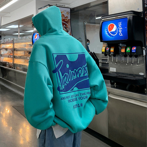 Men's Hooded Sweatshirt Spring and Autumn Trendy Casual Loose Graffiti Print Top Hong Kong Style Trendy Brand Youth Gangster Style Jacket